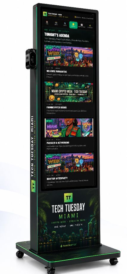 Tech Tuesday Miami crypto event kiosk
