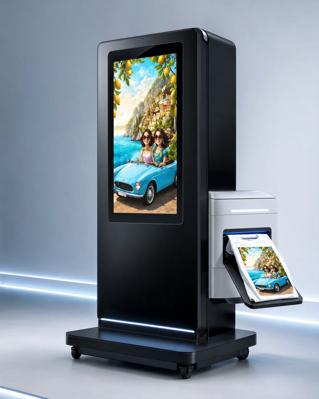 PowerWyze RoboKiosk Printing Edition — kiosk with integrated on-site printer for branded takeaways